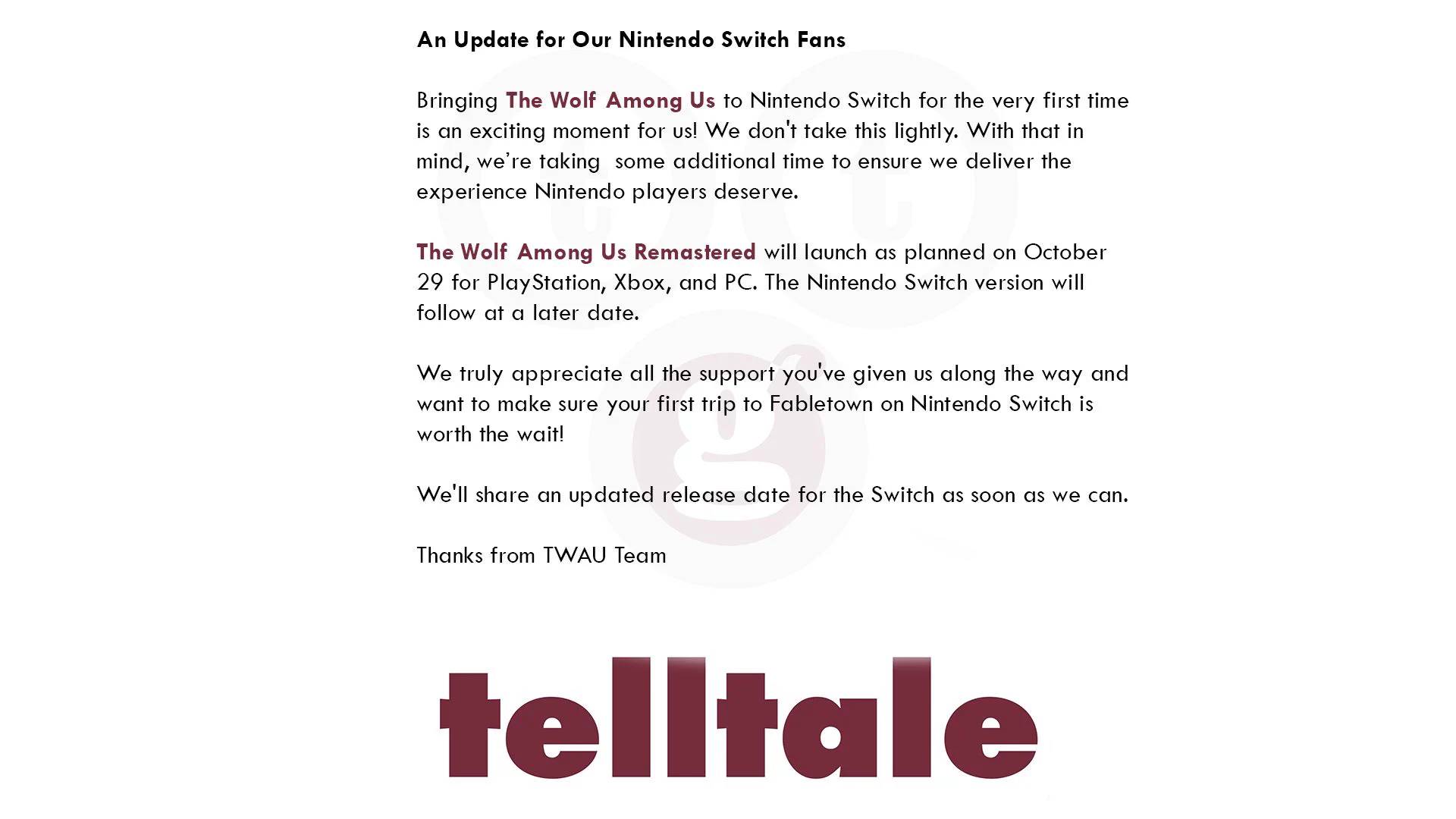 『The Wolf Among Us』Switch版延期の記事イメージ