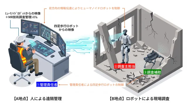被災建物調査に人型・四足ロボ協調の記事イメージ